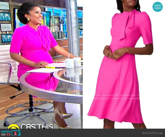 Donna Morgan Tie Neck Dress worn by Adriana Diaz on CBS Mornings