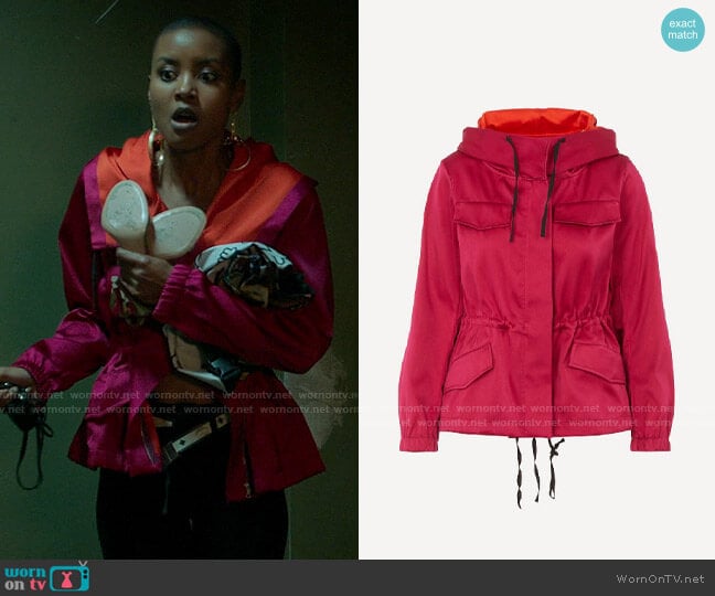 Dries van Noten Valera Colorblock Anorak worn by Ella McFair (Andrea Bordeaux) on Run the World