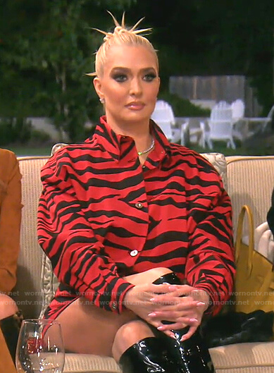 Erika's red zebra print shirtdress on The Real Housewives of Beverly Hills