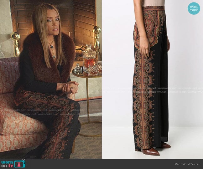 Floral Print Palazzo Trousers by Etro worn by Dominique Deveraux (Michael Michele) on Dynasty