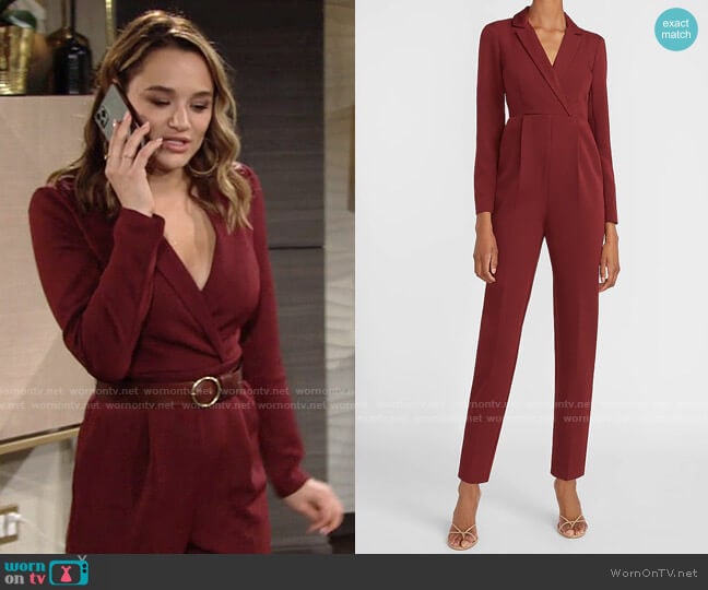 Express Long Sleeve Blazer Jumpsuit worn by Summer Newman (Hunter King) on The Young and the Restless