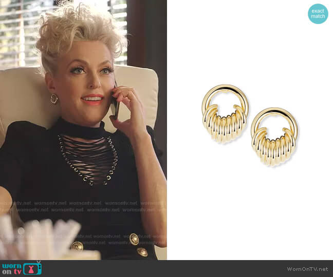 Stacked Hoop Earrings by Fallon worn by Alexis Carrington (Elaine Hendrix) on Dynasty