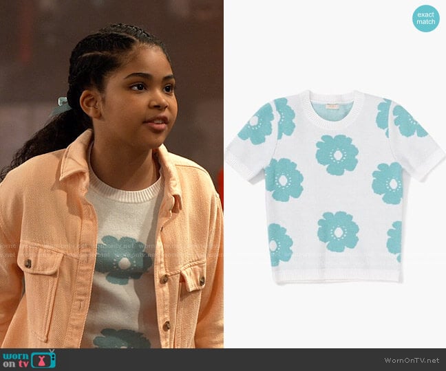 Forever 21 Girls Floral Sweater-Knit Top worn by Millicent (Jaidyn Triplett) on iCarly