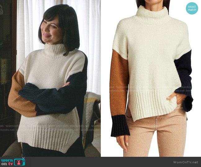 Colorblocked Turtleneck Sweater by Frame worn by Cassandra Nightingale (Catherine Bell) on Good Witch