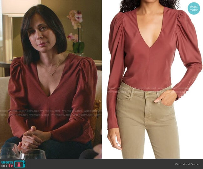 Wornontv Cassies Red V Neck Puff Sleeve Top On Good Witch Catherine Bell Clothes And