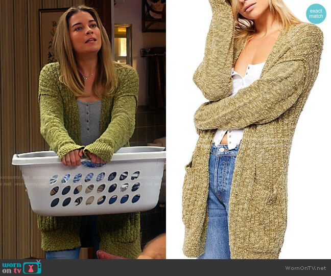 Allison’s green textured cardigan on Kevin Can F**k Himself