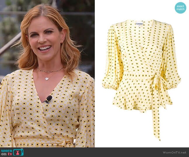 Floral Print Wrap Blouse by Ganni worn by Natalie Morales on Today