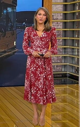 Ginger’s red floral wrap dress on Good Morning America