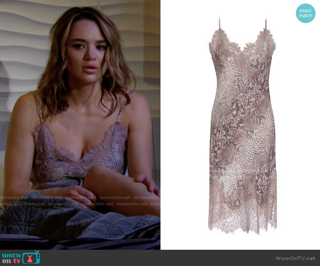 Gold Hawk Python Coco Print Silk Slip Dress worn by Summer Newman (Hunter King) on The Young and the Restless