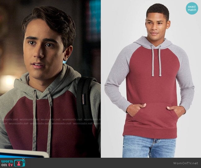 Goodfellow & Co aat Target Colorblock Fleece Pullover Hoodie worn by Victor Salazar (Michael Cimino) on Love Victor