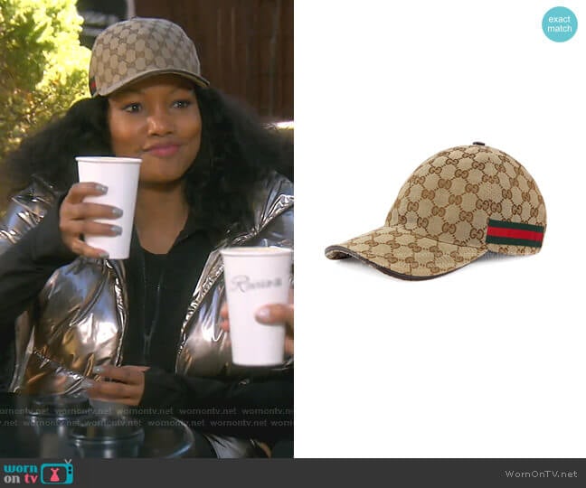 Original GG Canvas Baseball Hat with Web by Gucci worn by Garcelle Beauvais on The Real Housewives of Beverly Hills