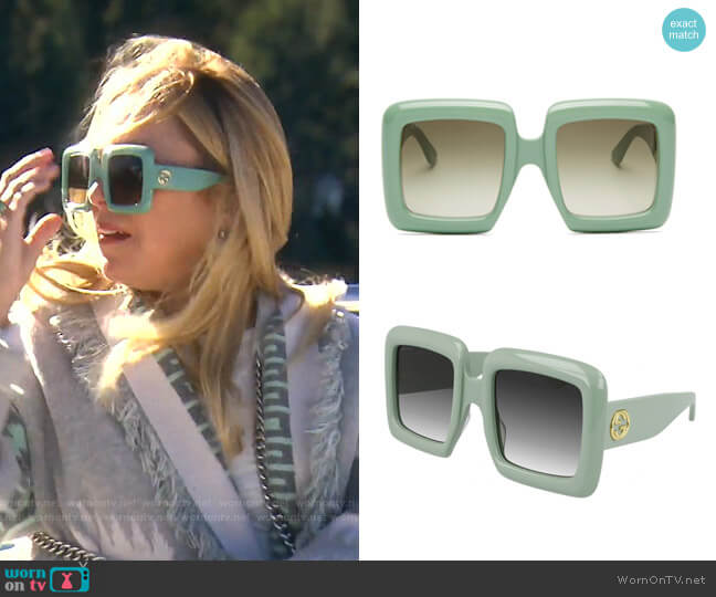 Oversized Square Sunglasses by Gucci worn by Sutton Stracke on The Real Housewives of Beverly Hills