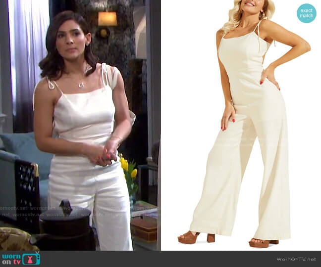 Kora Backless Jumpsuit by Guess worn by Gabi Hernandez (Camila Banus) on Days of our Lives