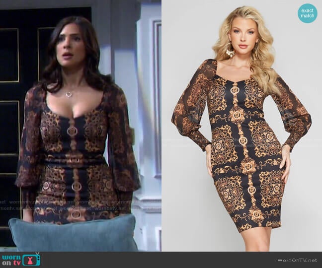 Victoriana Bodycon Dress by Guess worn by Gabi Hernandez (Camila Banus) on Days of our Lives