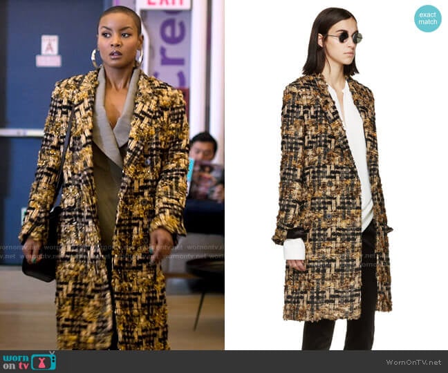 Haider Ackermann Tweed Rabble Coat worn by Ella McFair (Andrea Bordeaux) on Run the World