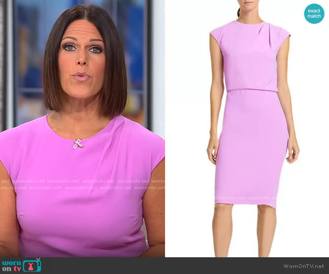 Halston Pleated Neck Pencil Dress worn by Dana Jacobson on CBS Mornings