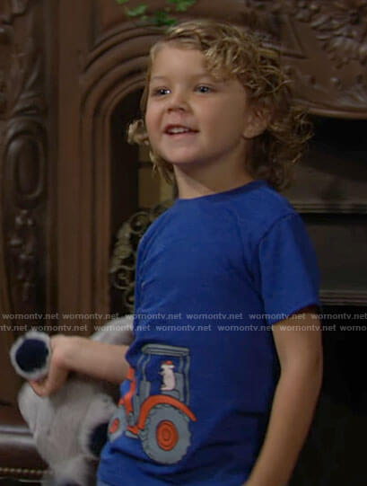 Harrison’s blue tractor t-shirt on The Young and the Restless