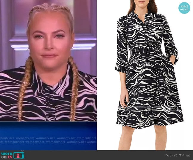 WornOnTV: Meghan’s black swirl print dress on The View | Meghan McCain ...