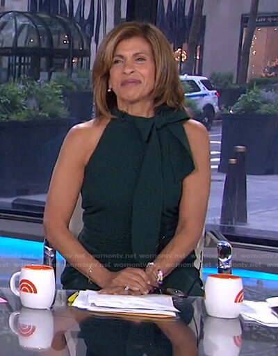 Hoda’s green tie neck jumpsuit on Today