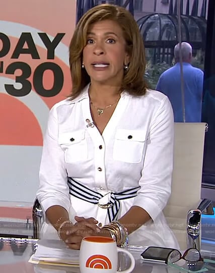 Hoda’s white shirtdress with striped belt on Today