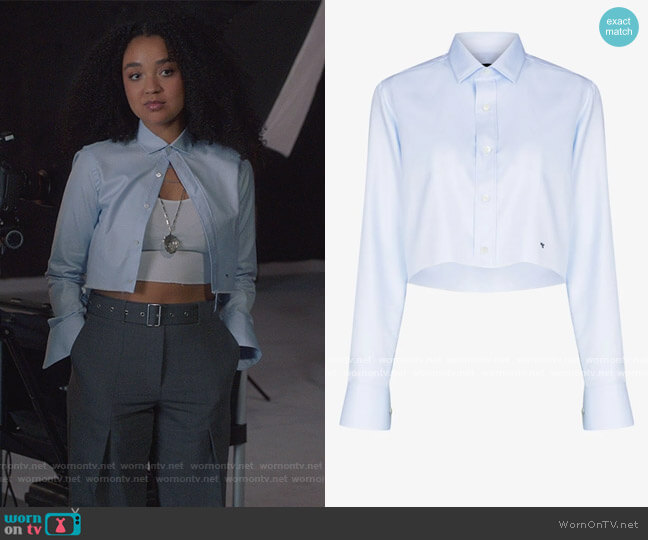 X Browns 50 Cropped Cotton Shirt by Homme Girls worn by Kat Edison (Aisha Dee) on The Bold Type