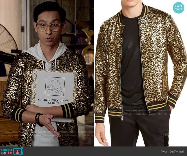 INC International Concepts Varsity Leopard Print Jacket worn by Carlos Rodriguez (Frankie A. Rodriguez) on High School Musical The Musical The Series