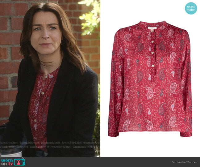 Maria Blouse by Isabel Marant Etiole worn by Amelia Shepherd (Caterina Scorsone) on Greys Anatomy