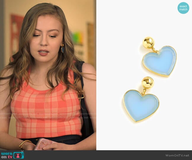 J. Crew Heart Drop Earrings In Acetate worn by Lake Meriwether (Bebe Wood) on Love Victor