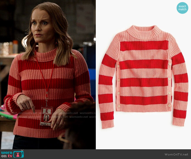 The Reeds x J. Crew Rugby Stripe Sweater worn by Miss Jenn (Kate Reinders) on High School Musical The Musical The Series