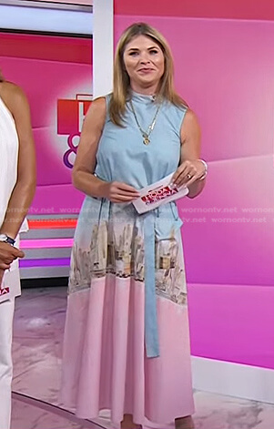 Jenna’s blue and pink printed belted dress on Today