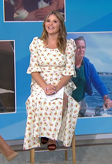 WornOnTV: Jenna’s white floral puff sleeve dress on Today | Jenna Bush ...
