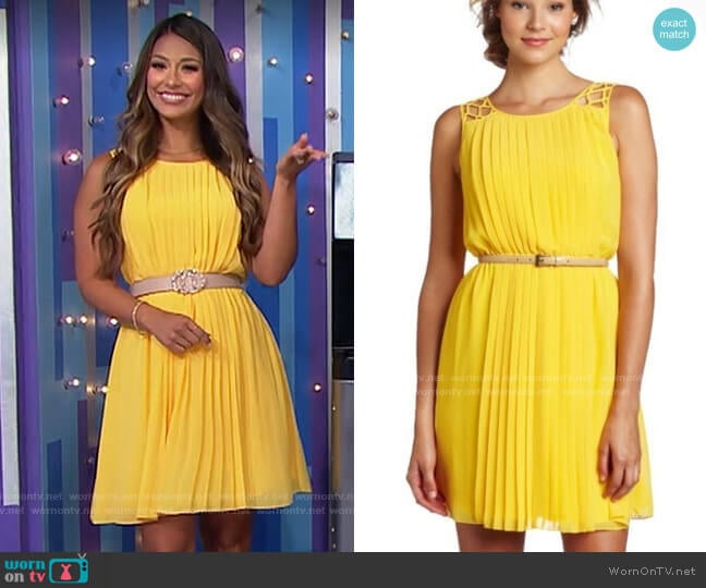 Jessica Simpson Belted Pleated Dress worn by Manuela Arbeláez on The Price is Right