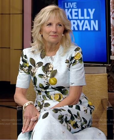 Jill Biden’s blue lemon print dress on Live with Kelly and Ryan