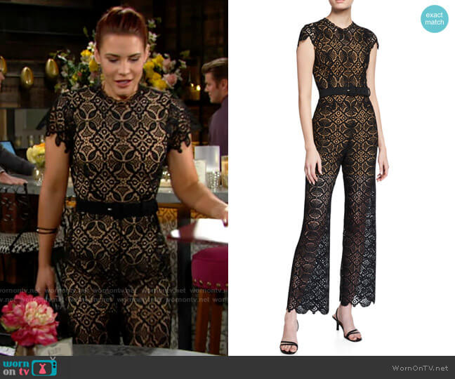 Jonathan Simkhai Emma Guipure Lace Jumpsuit worn by Sally Spectra (Courtney Hope) on The Young and the Restless