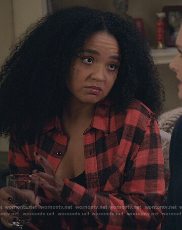 Kat's red check shirt on The Bold Type