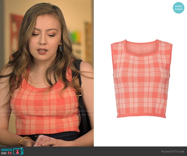 Kate Spade Plaid Sleeveless Sweater worn by Lake Meriwether (Bebe Wood) on Love Victor