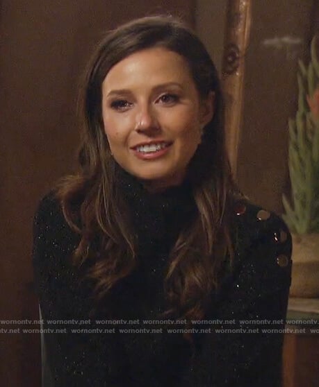 Katie's black button shoulder sweater on The Bachelorette