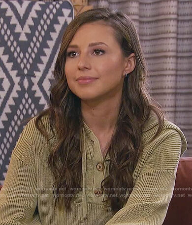 Katie’s olive green hooded sweater on The Bachelorette