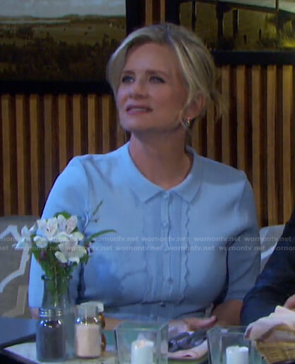 Kayla’s blue scalloped polo dress on Days of our Lives