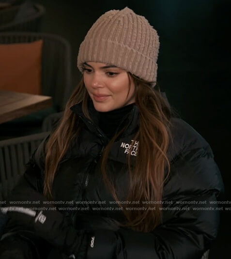Kendall's black North Face puffer jacket on Keeping Up with the Kardashians