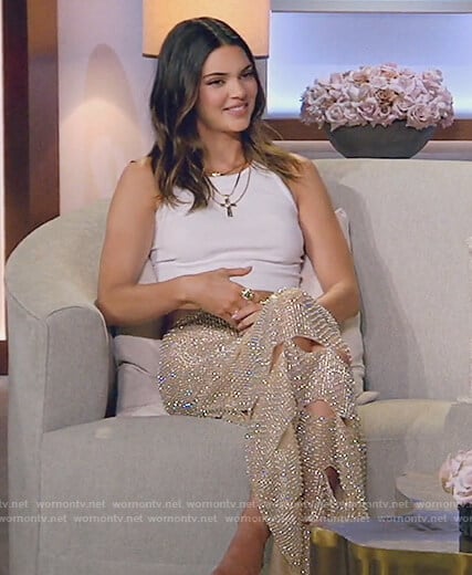 Kendall's embellished skirt with slits on Keeping Up with the Kardashians
