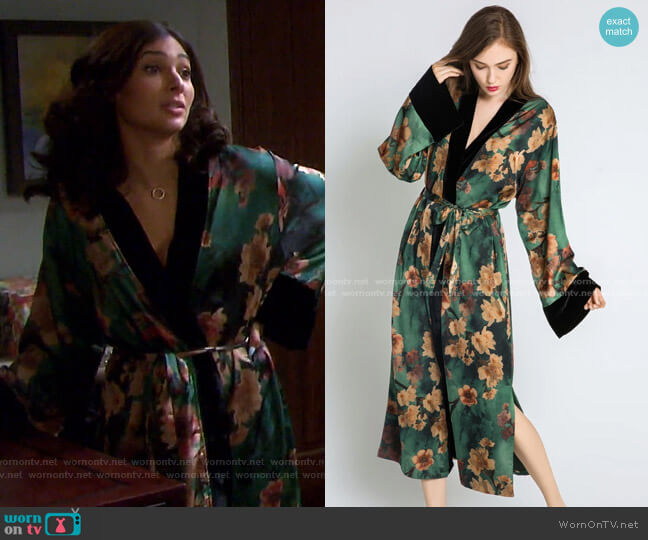 Azuki Kimono Wrap by Kim + Ono worn by Gabi Hernandez (Camila Banus) on Days of our Lives