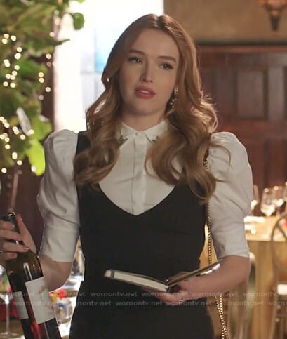 Kirby’s white puff sleeve blouse on Dynasty