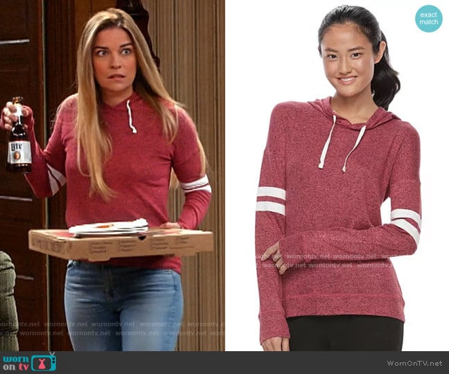 Kohls SO Striped Sleeve Hoodie worn by Allison (Annie Murphy) on Kevin Can F**k Himself