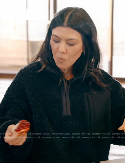 Kourtney's black fleece sweater on Keeping Up with the Kardashians