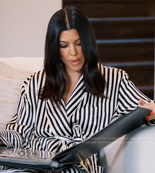 Kourtney’s stripe robe on Keeping Up with the Kardashians
