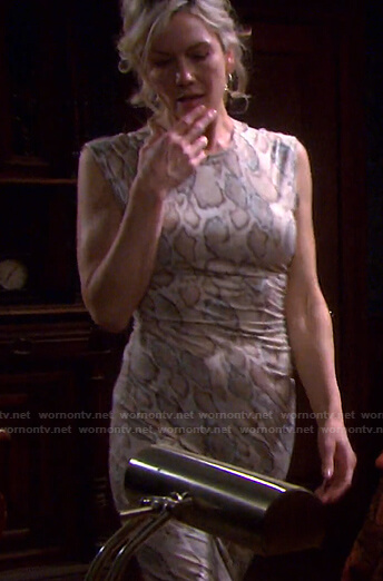 Kristen’s snake print sleeveless dress on Days of our Lives