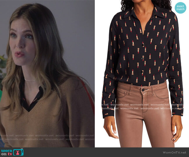 Holly Lipstick Print Blouse by L'Agence worn by Sutton (Meghann Fahy) on The Bold Type