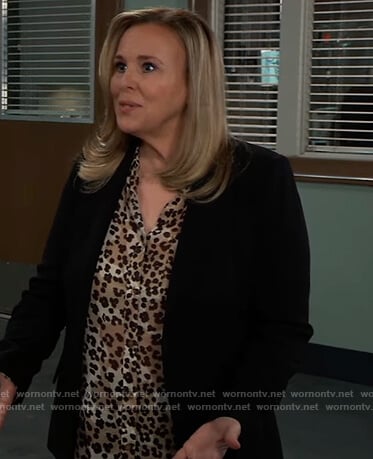 Laura’s leopard print blouse on General Hospital