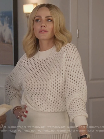 Laura's white eyelet sweater on All American